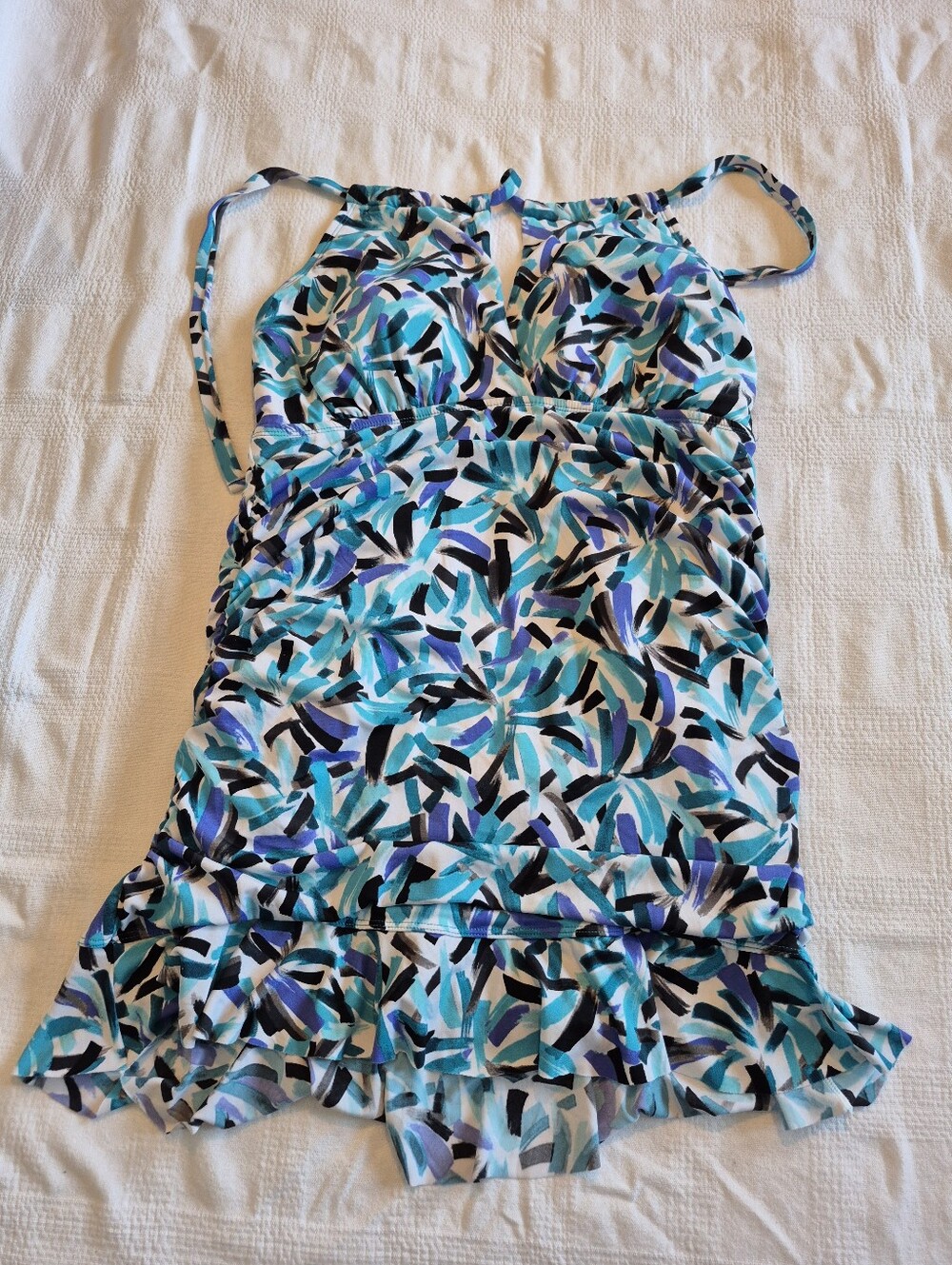 Catalina women's 1X 1 piece halter covered style bathing suit VGUC